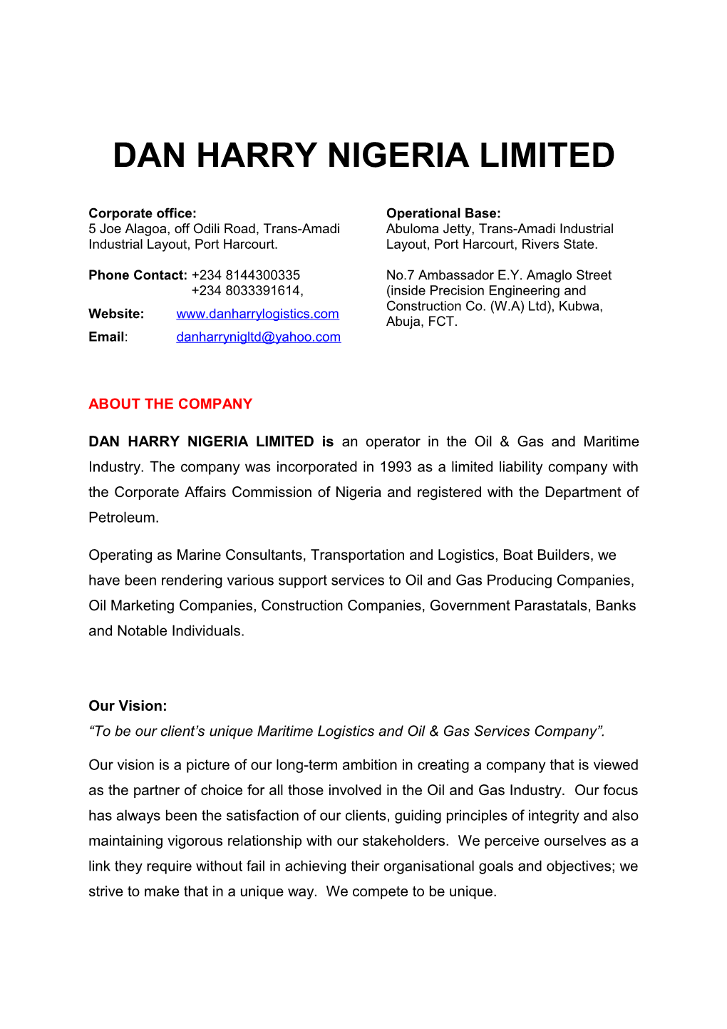 Dan Harry Nigeria Limited