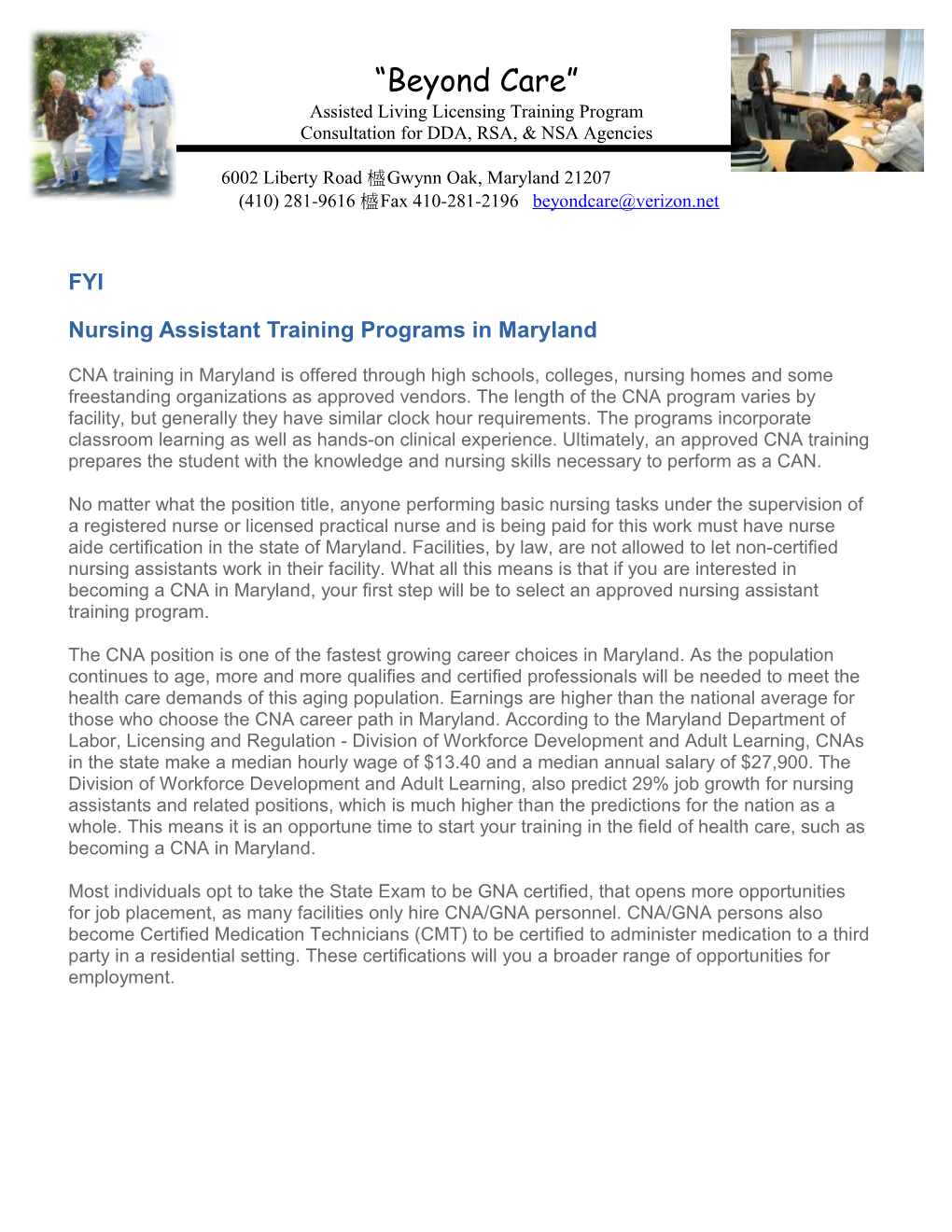 Assisted Living Licensing Training Program