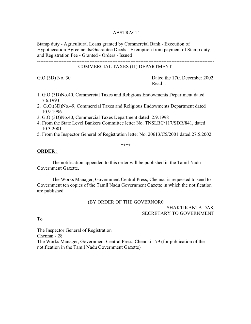 1. G.O.(3D)No.40, Commercial Taxes and Religious Endowments Department Dated