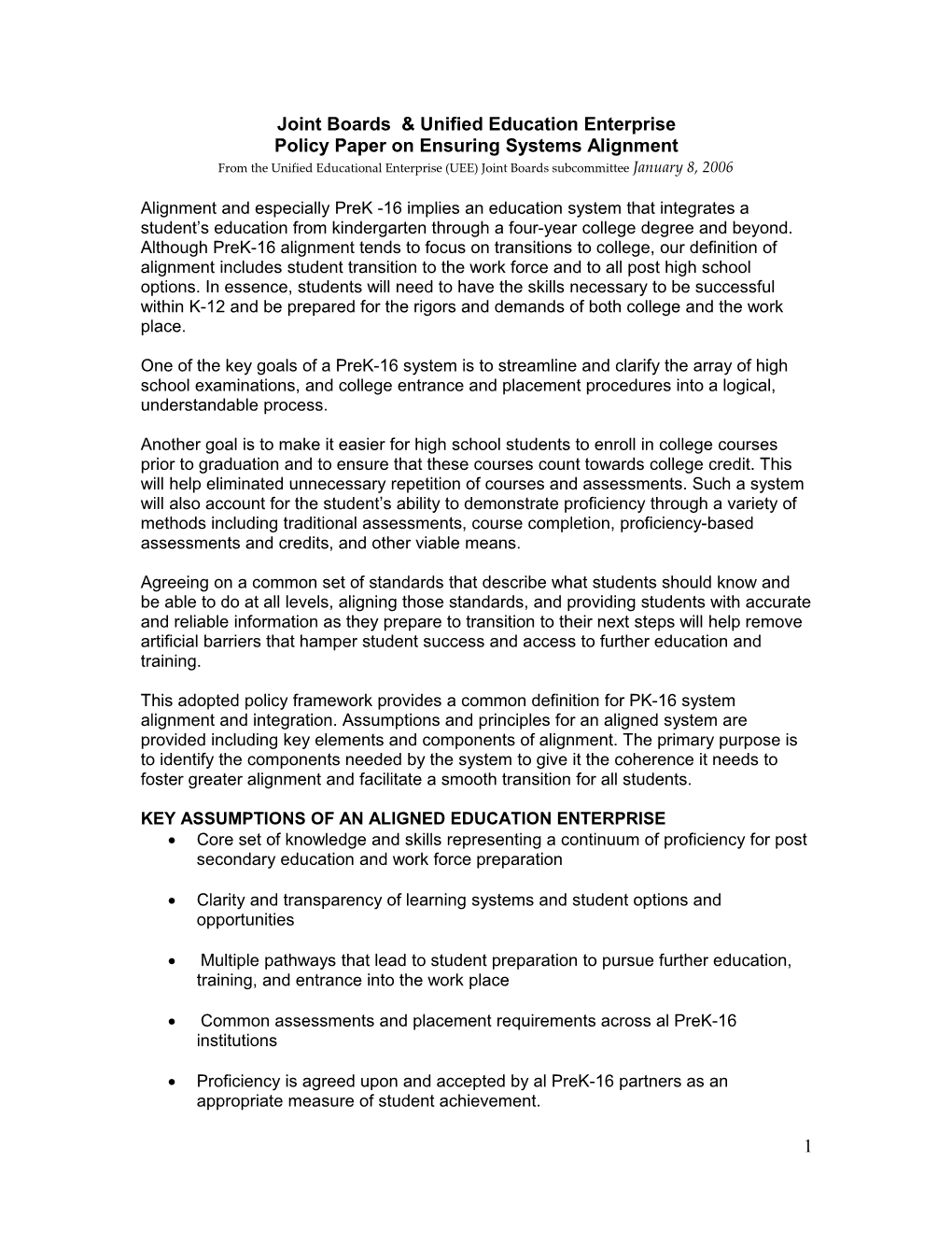 Policy Paper on Ensuring Systems Alignment