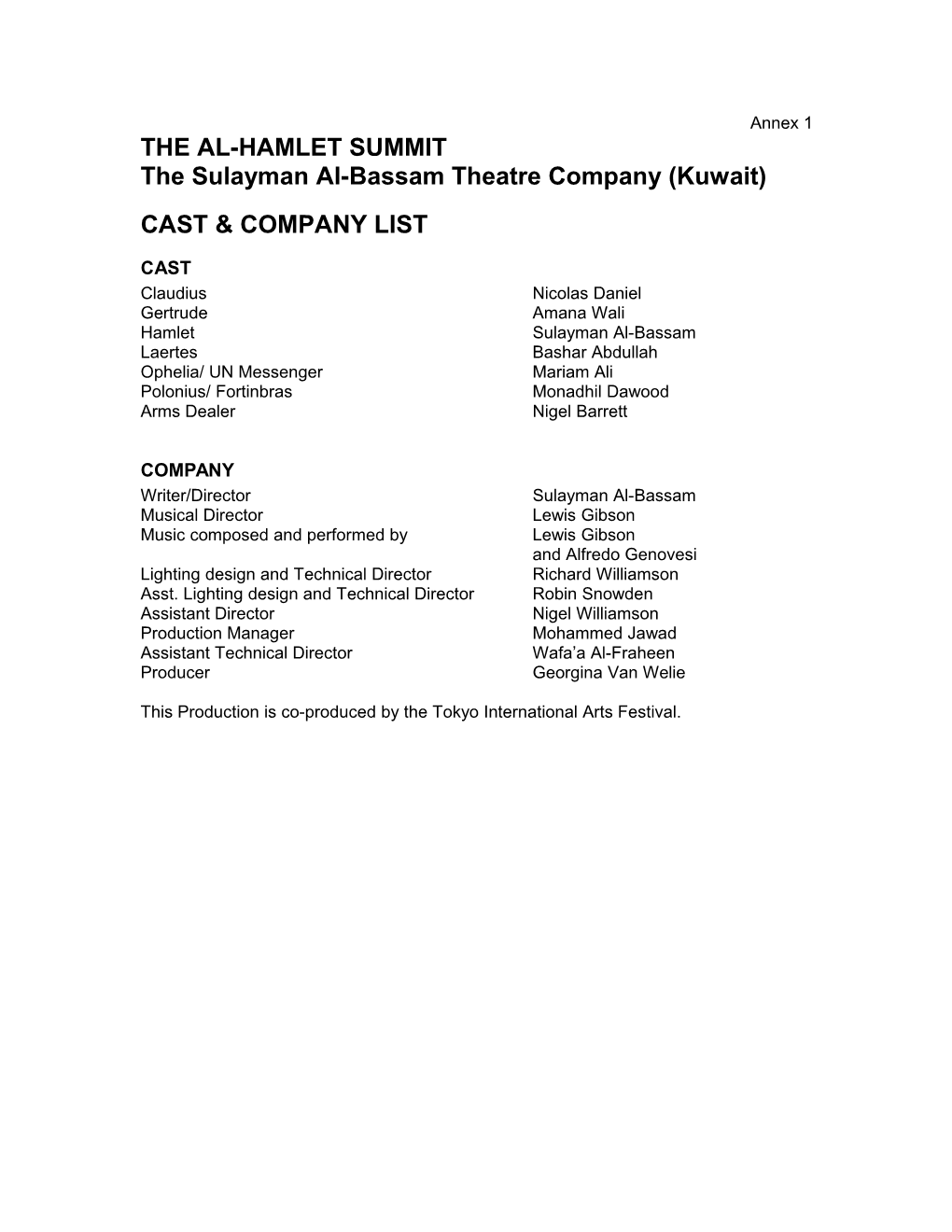 The Sulayman Al-Bassam Theatre Company (Kuwait)