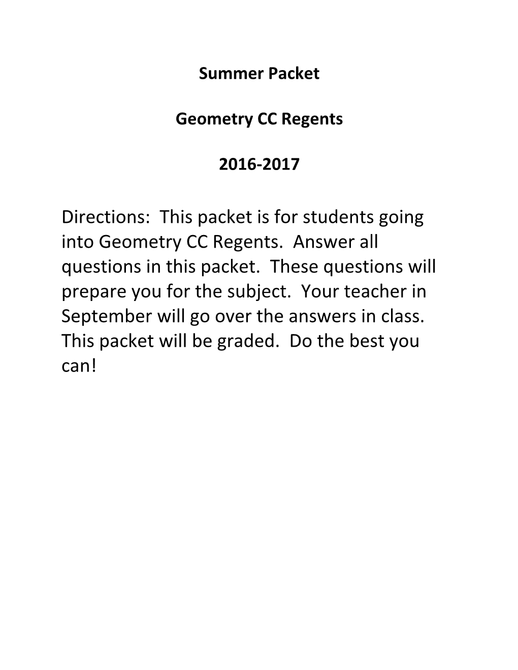 Geometry CC Regents