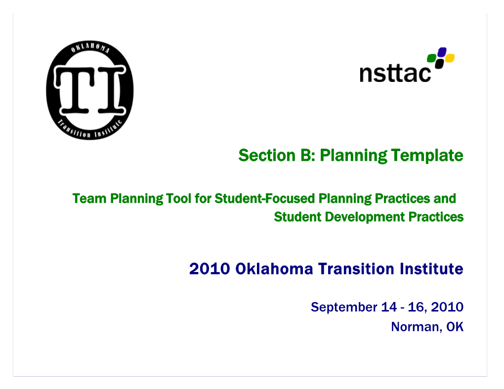 Team Planning Tool Forstudent-Focused Planning Practices And