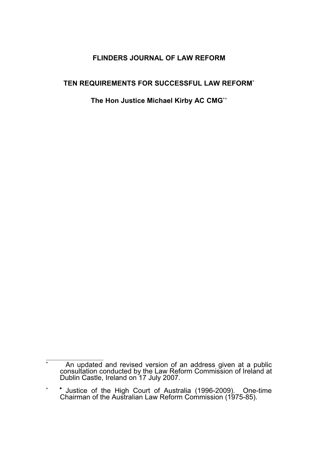 Flinders Journal of Law Reform