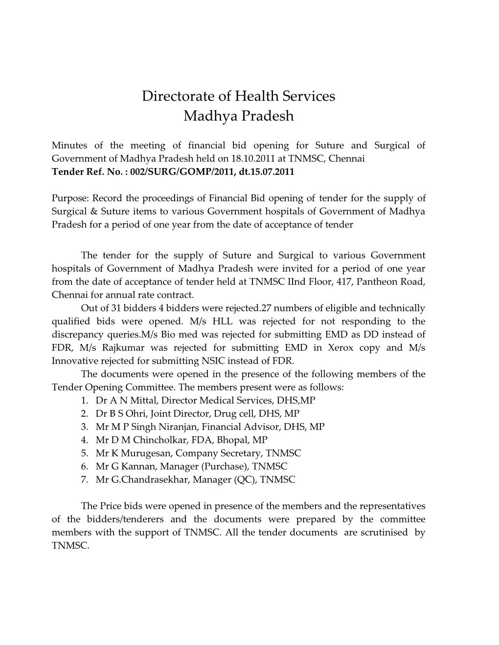 Directorate of Health Services