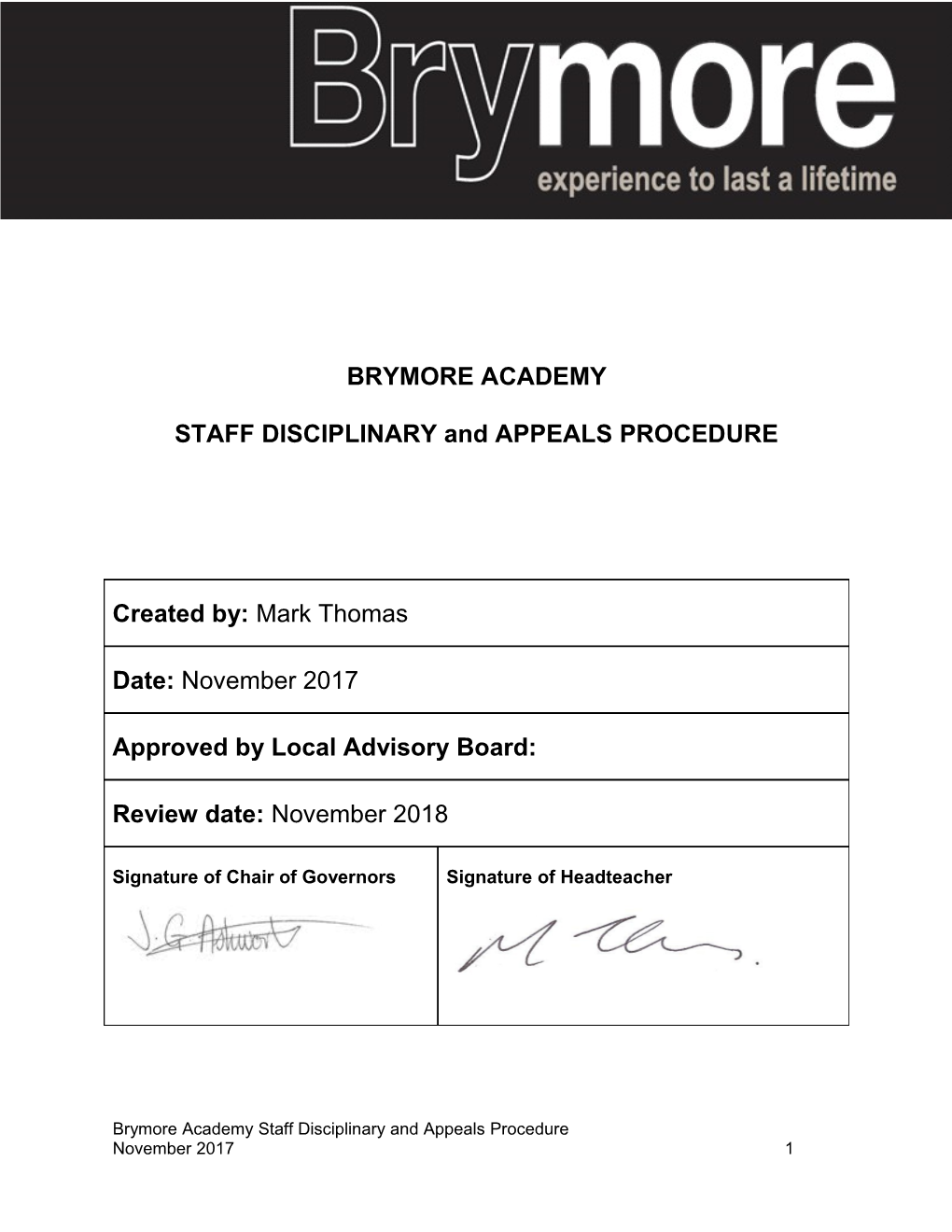 STAFF DISCIPLINARY and APPEALS PROCEDURE