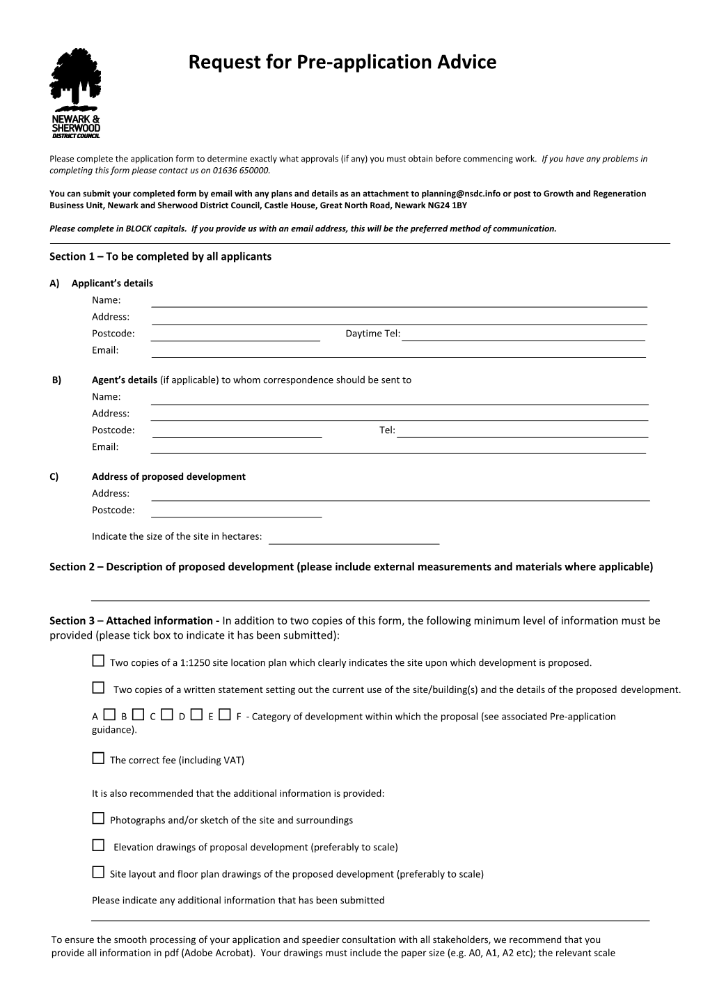 Application Form and Notes