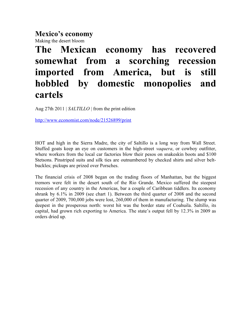 Mexico S Economy