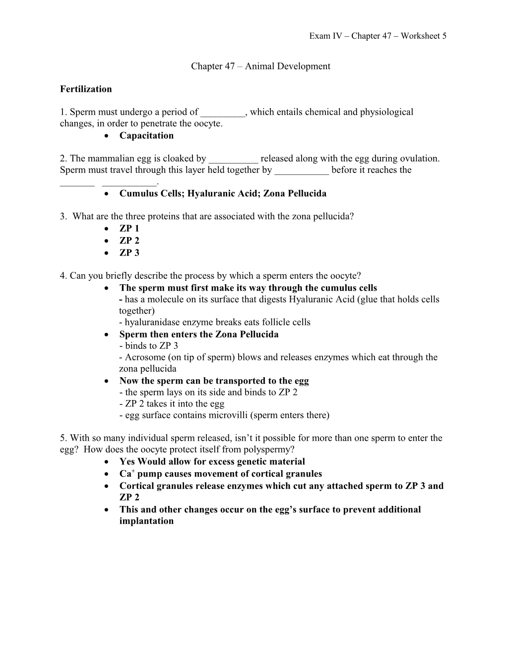 Exam IV Chapter 47 Worksheet 5