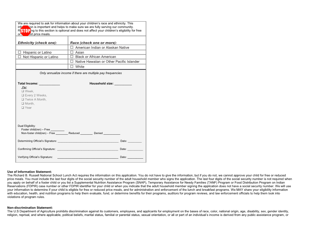 Use of Information Statement