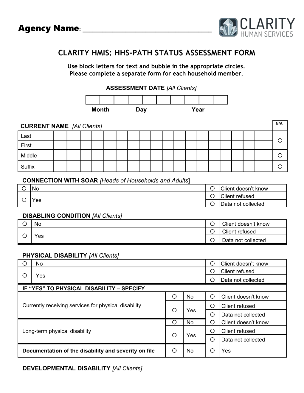 Clarity Hmis: Hud-Hopwa Intake Form