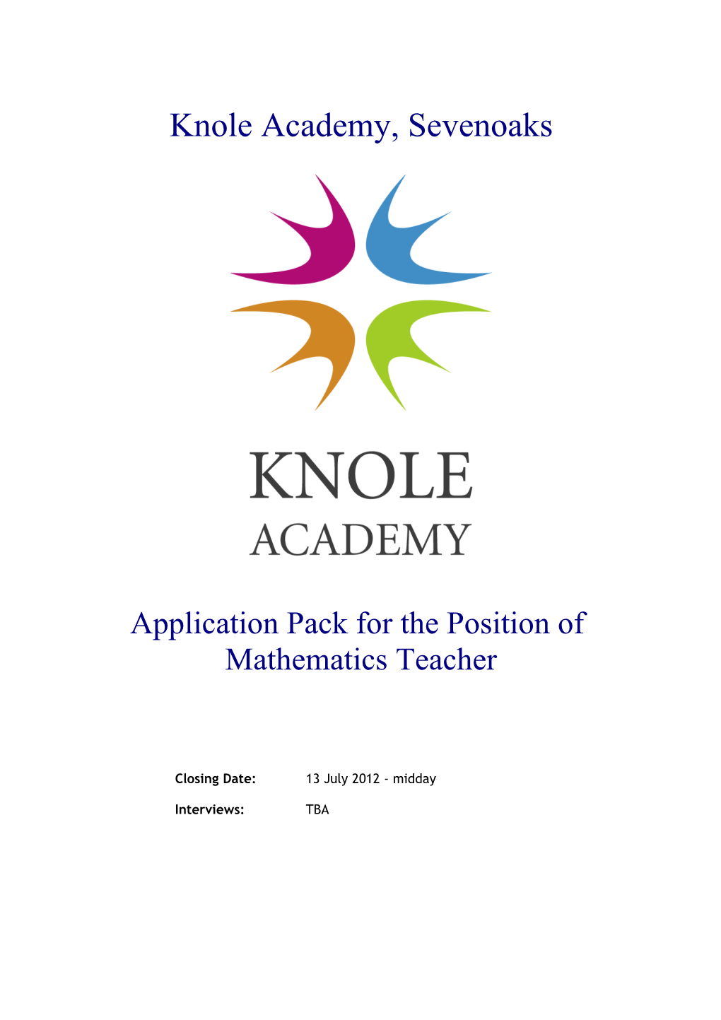 Knole Academy Principal's Personal Assistant Application Pack