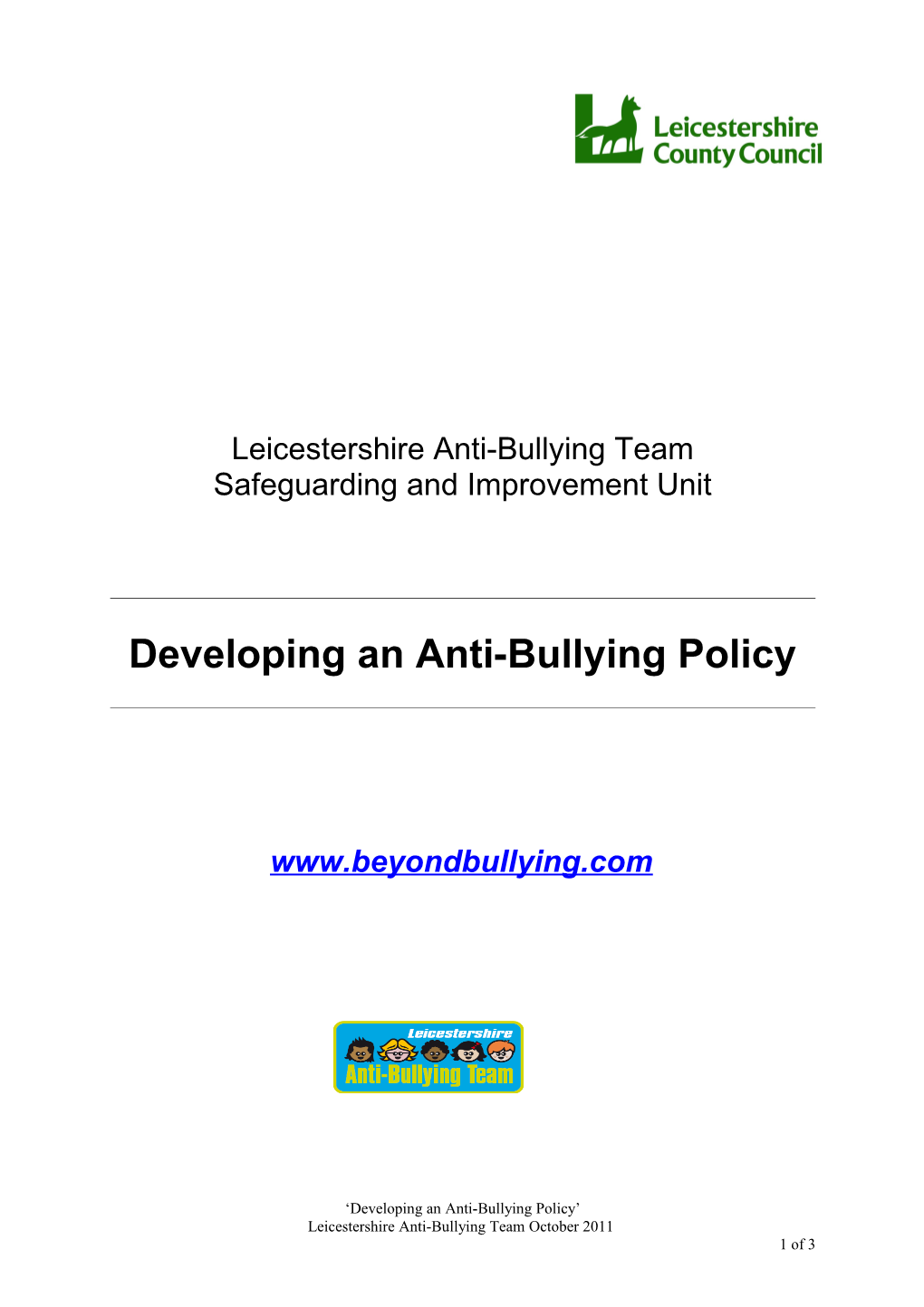 Developing an Anti Bullying Policy
