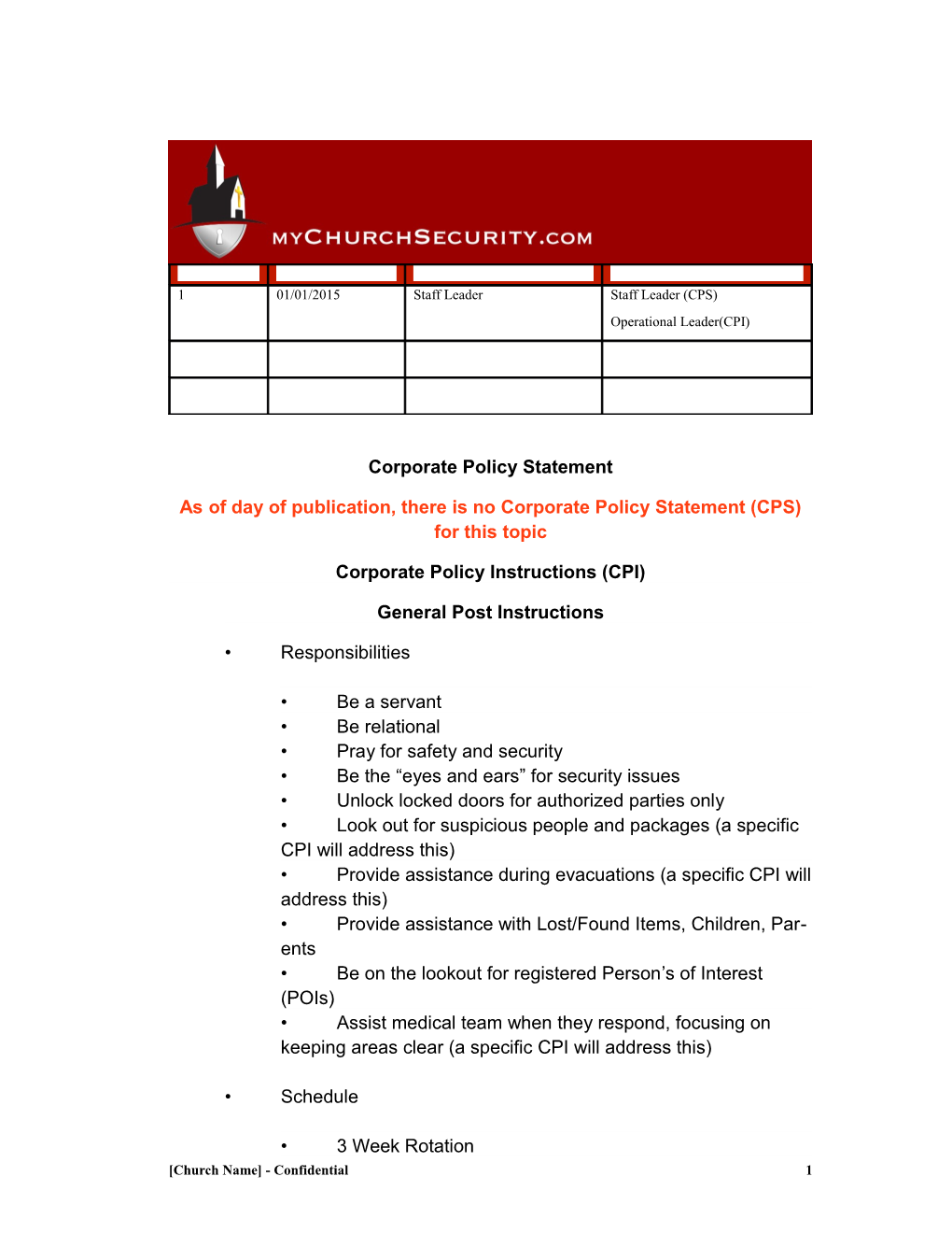 As of Day of Publication, There Is No Corporate Policy Statement (CPS) for This Topic