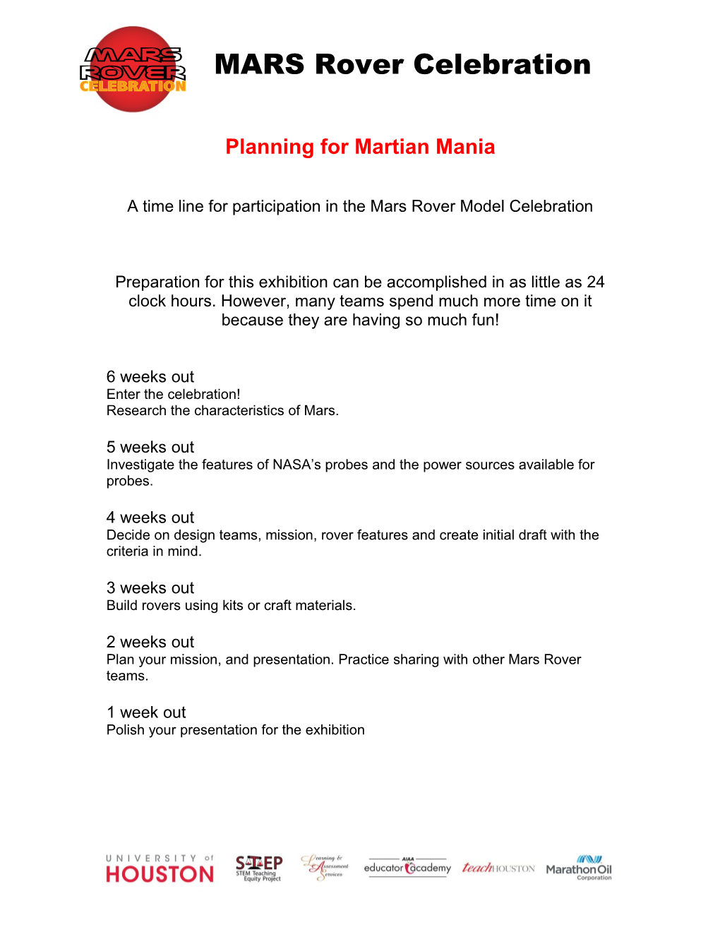 Planning for Martian Mania