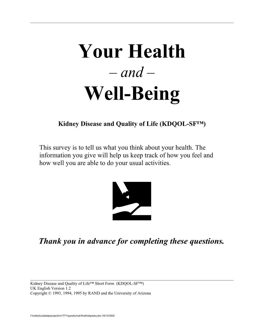 Your Health and Well-Being