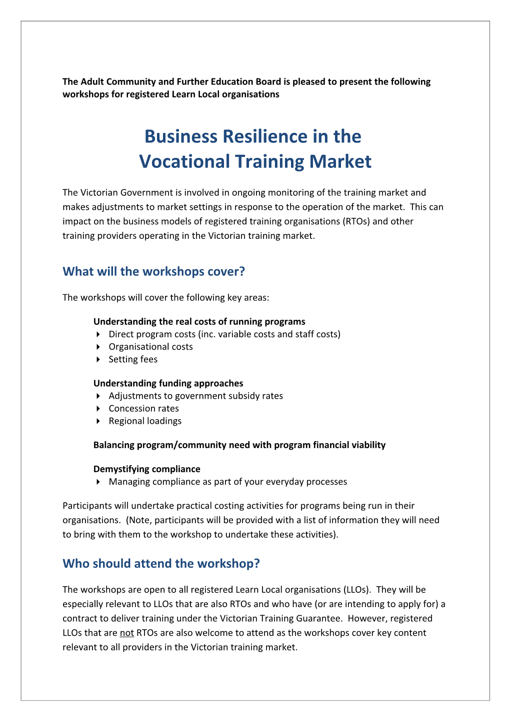 Business Resilience in The