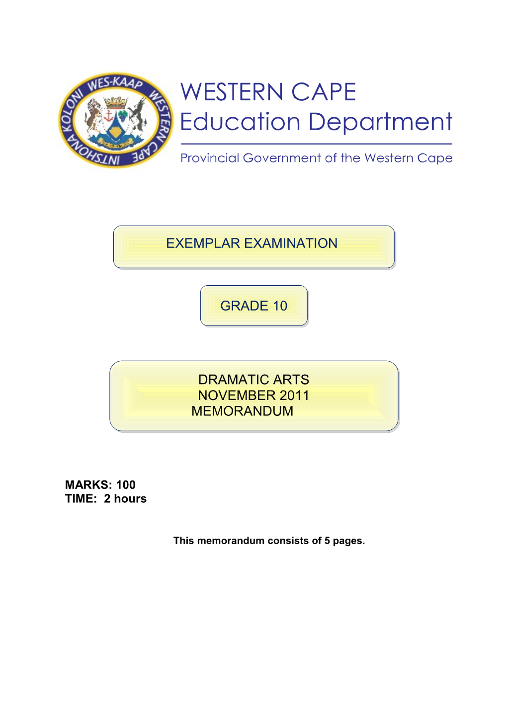 This Memorandum Consists of 5 Pages