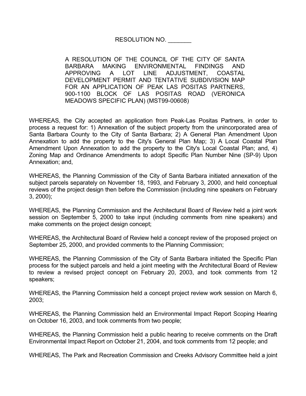 A Resolution of the Council of the City of Santa Barbara Making Environmental Findings