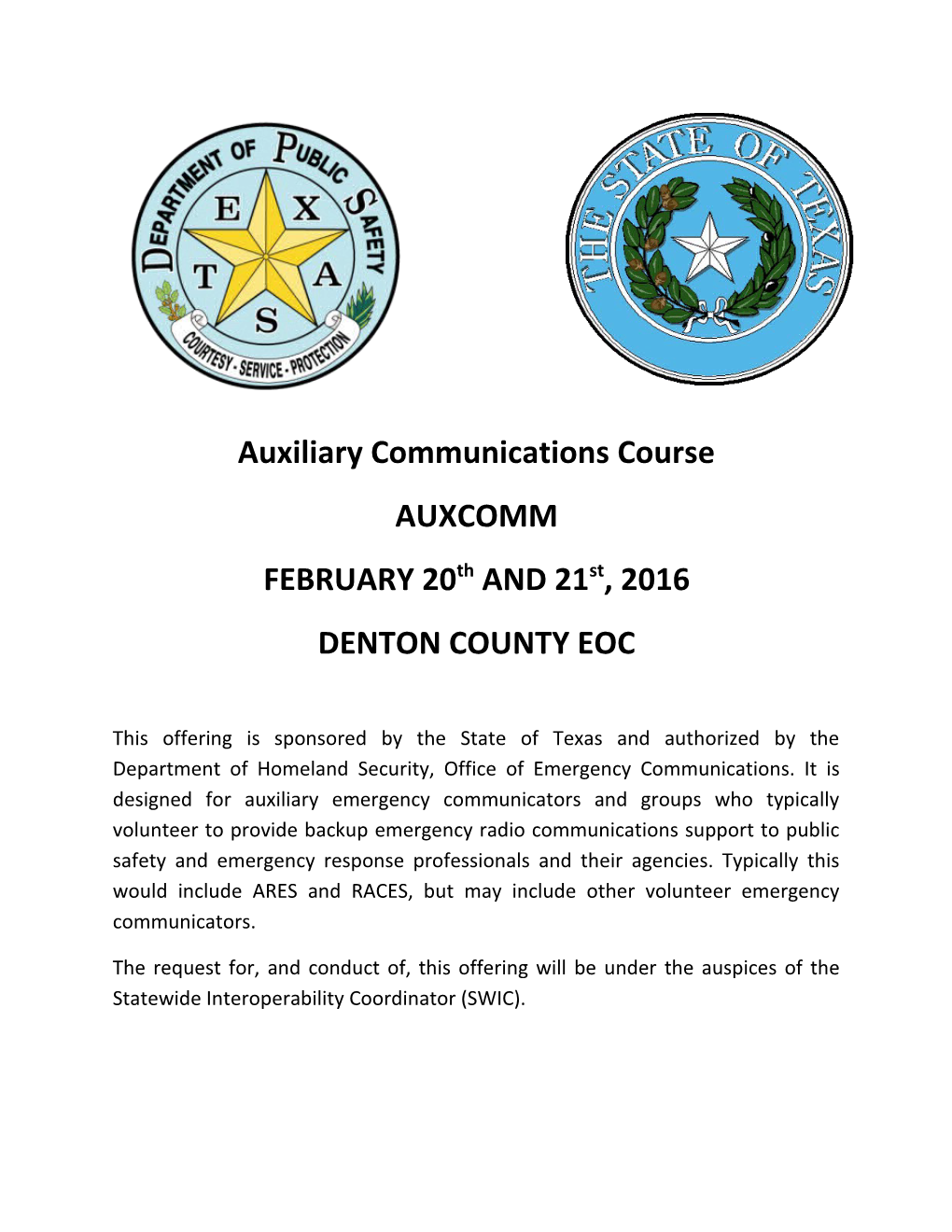 Auxiliary Communications Course