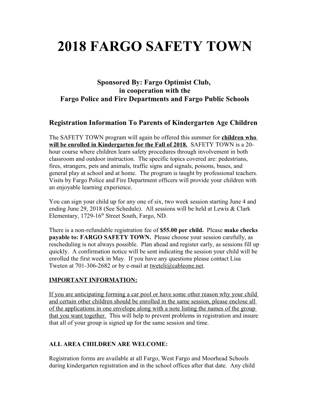 2018 Fargo Safety Town