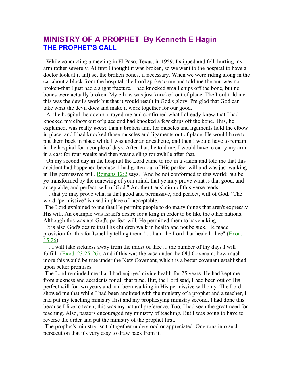 MINISTRY of a PROPHET by Kenneth E Hagin