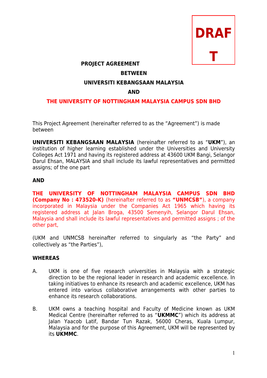 The University of Nottingham Malaysia Campus Sdn Bhd