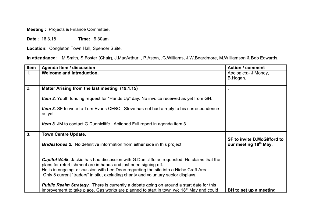 Meeting : Projects & Finance Committee