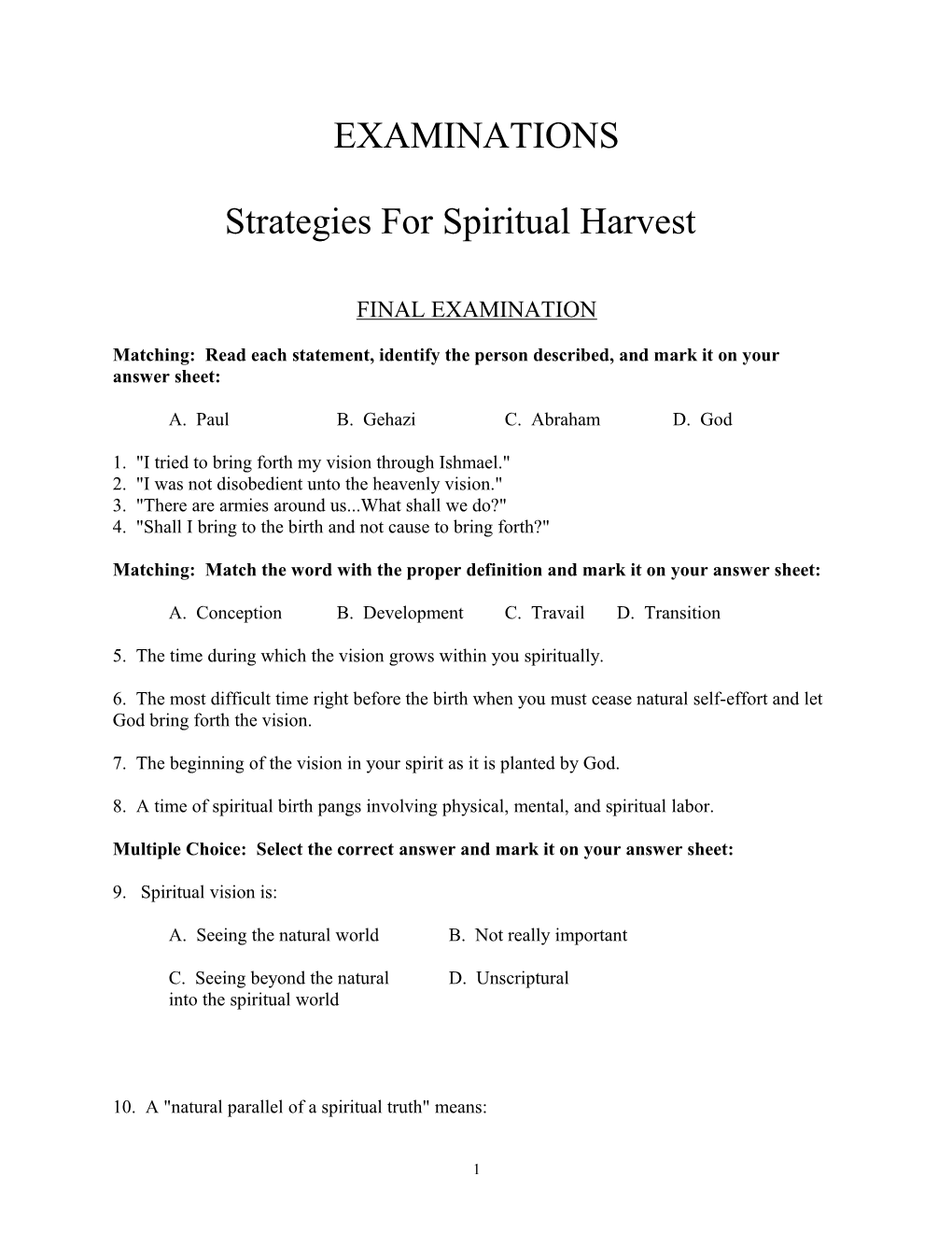 Strategies for Spiritual Harvest