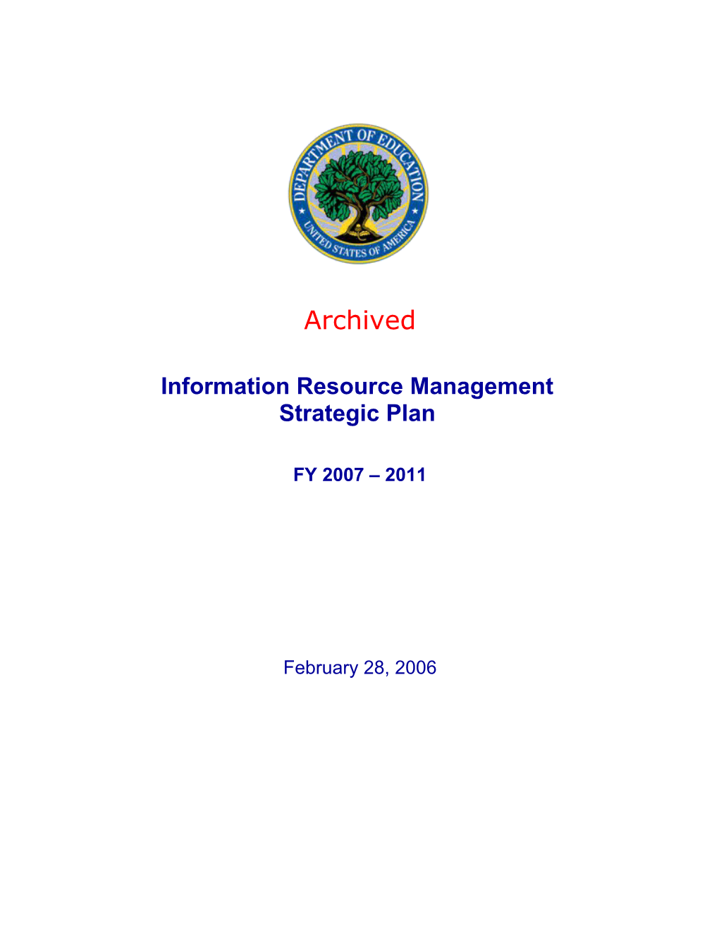 Information Resource Management Strategic Plan