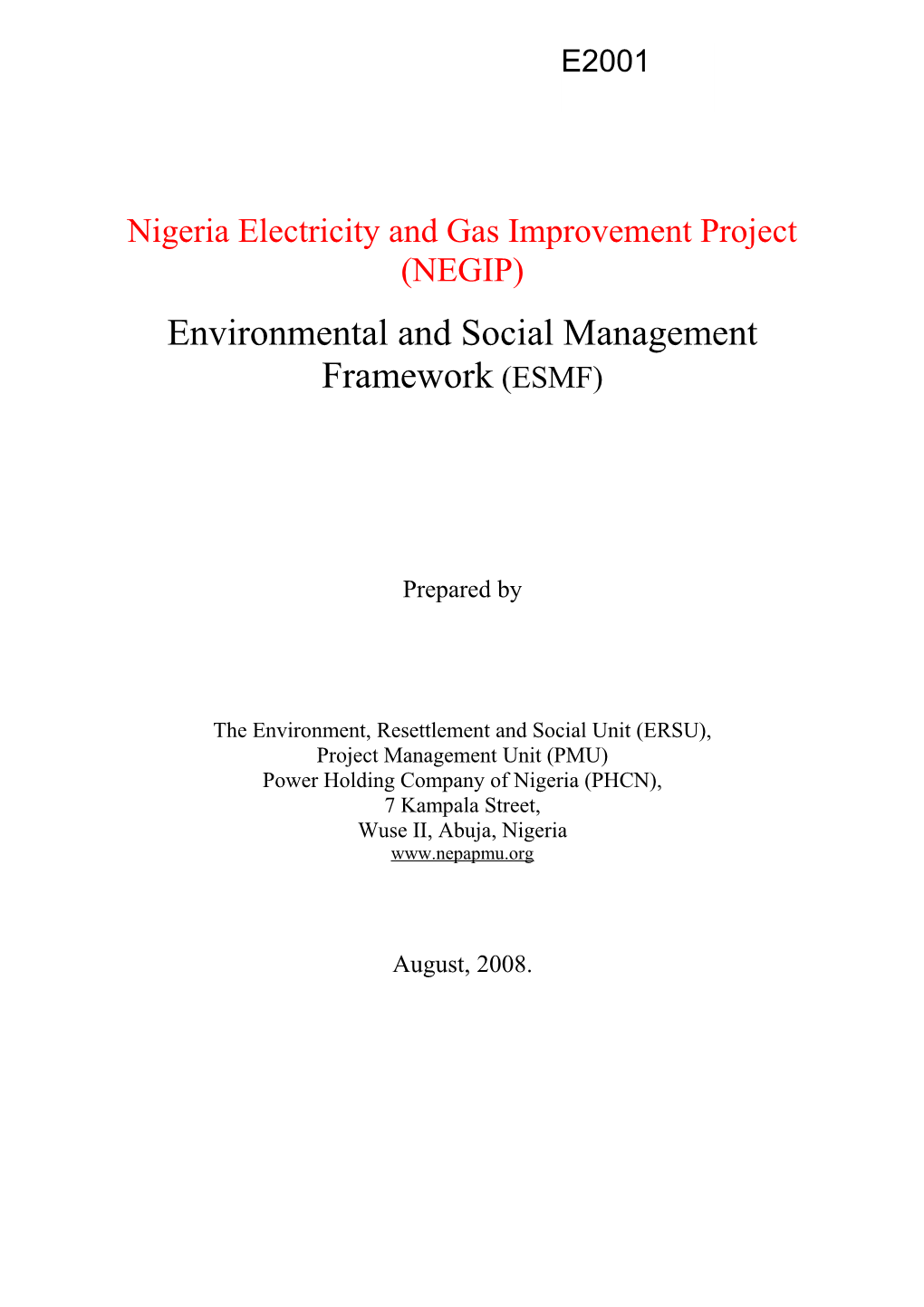 Nigeriaelectricity and Gas Improvement Project (NEGIP)