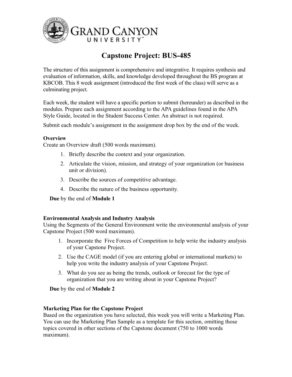 MGT 609: Capstone Projects