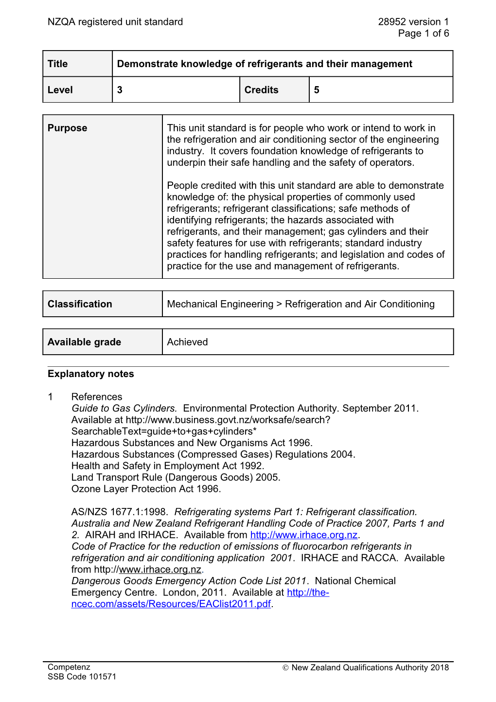 28952 Demonstrate Knowledge of Refrigerants and Their Management