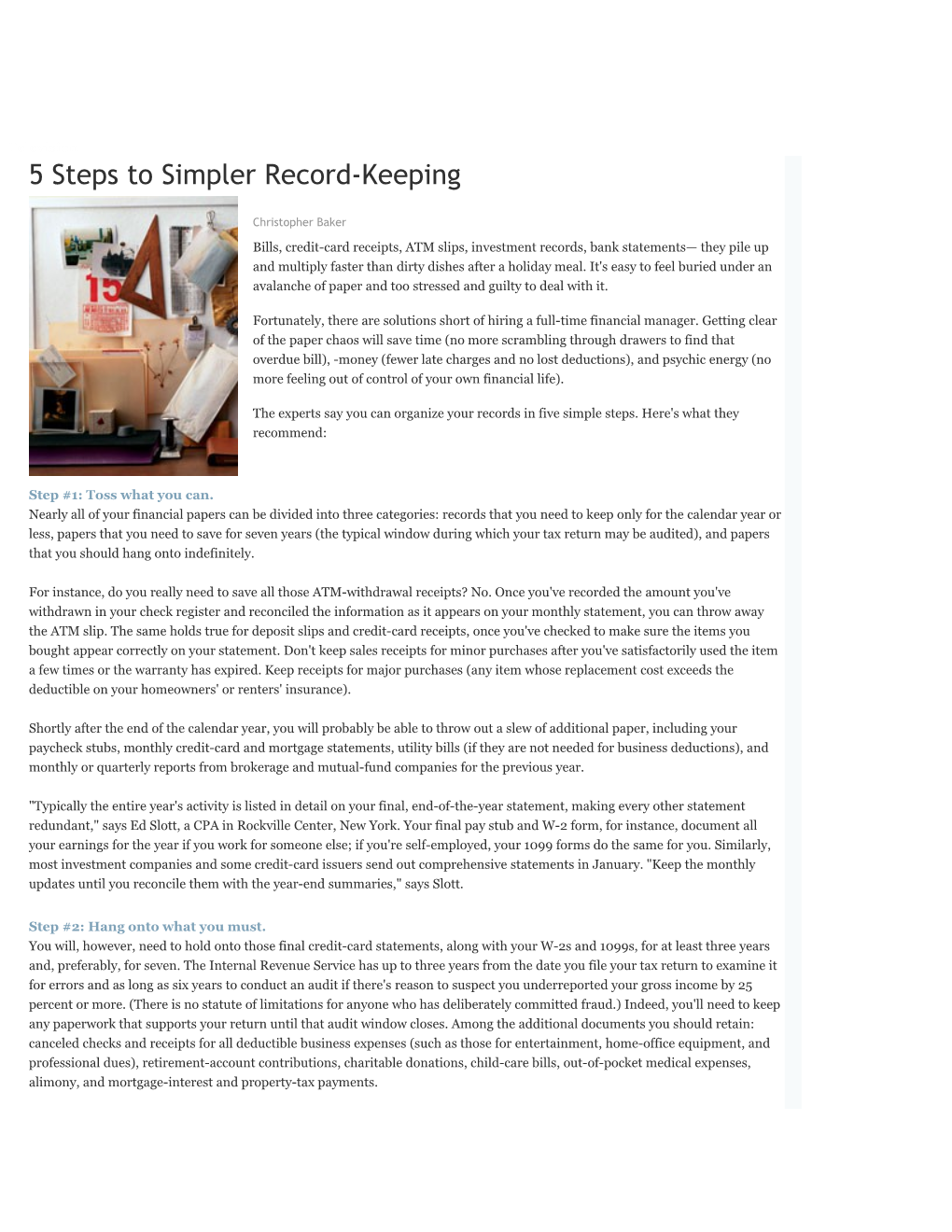 5 Steps to Simpler Record-Keeping