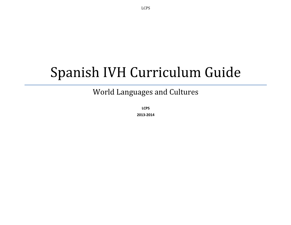 Spanish IVH Curriculum Guide