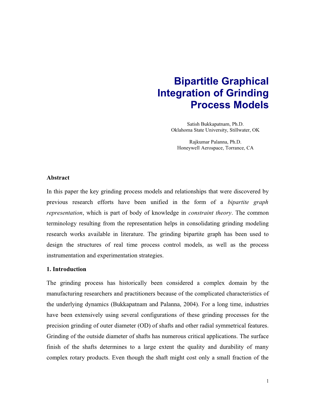 Review and Integration of Grinding Process Models