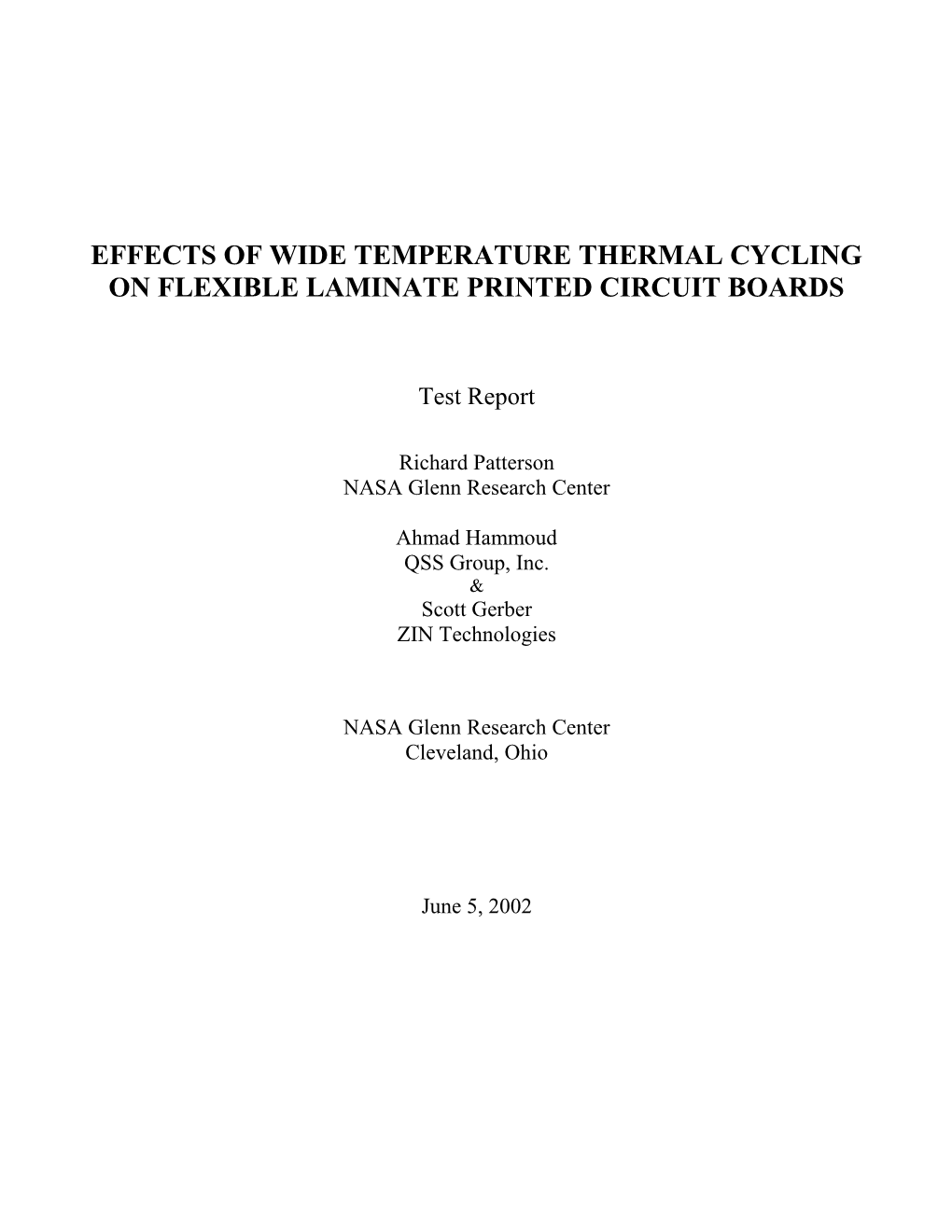 Effects of Wide Temperature Thermal Cycling on Flexible Laminate Printed Circuit Boards