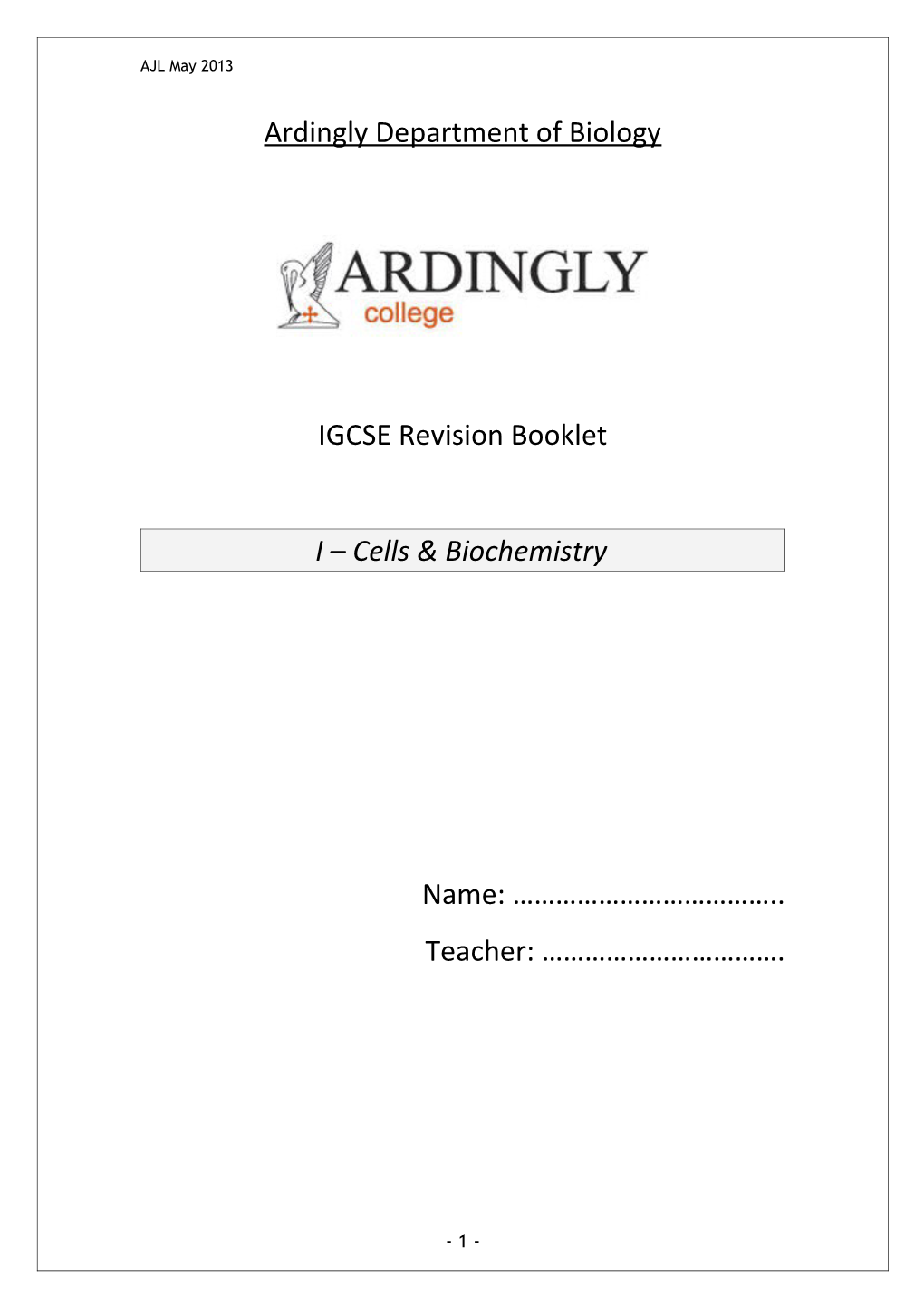 Ardingly Department of Biology