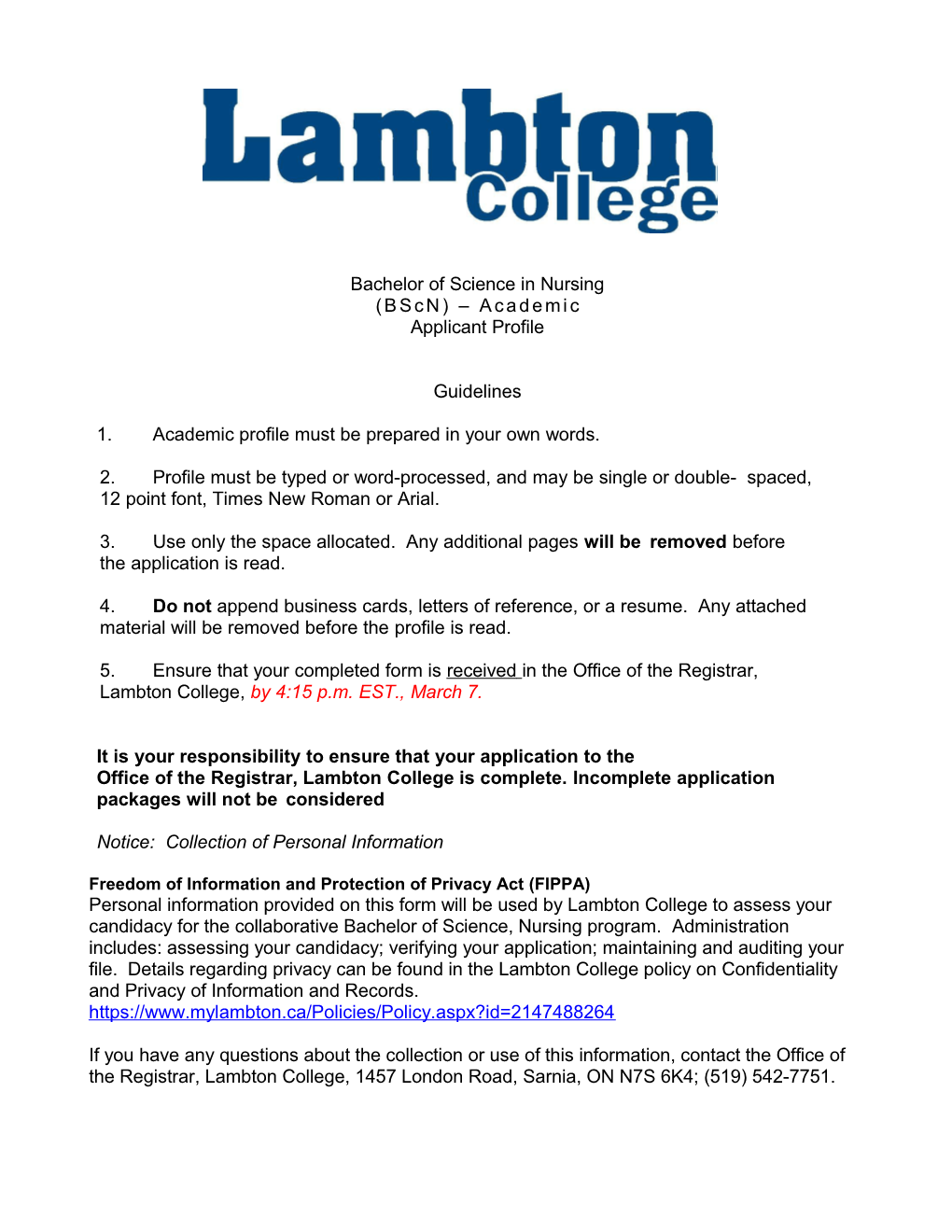 Bachelorofscience Innursing(Bscn) Academic Applicantprofile
