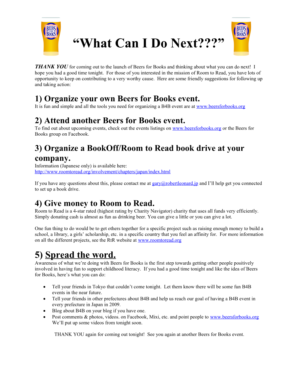 1) Organize Your Own Beers for Books Event