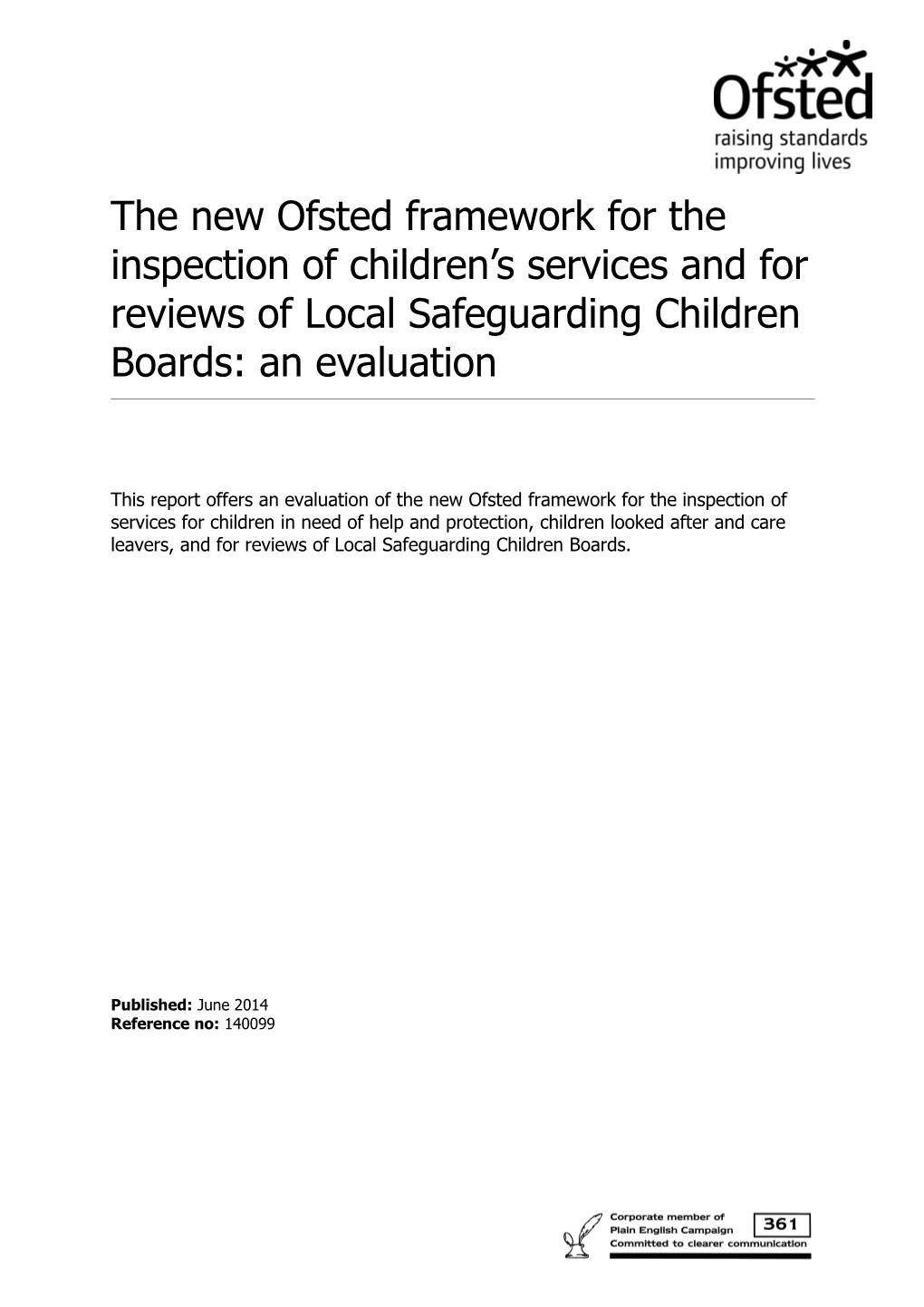 An Evaluation of the New Ofsted Inspection Framework of Services for Children in Need of Help