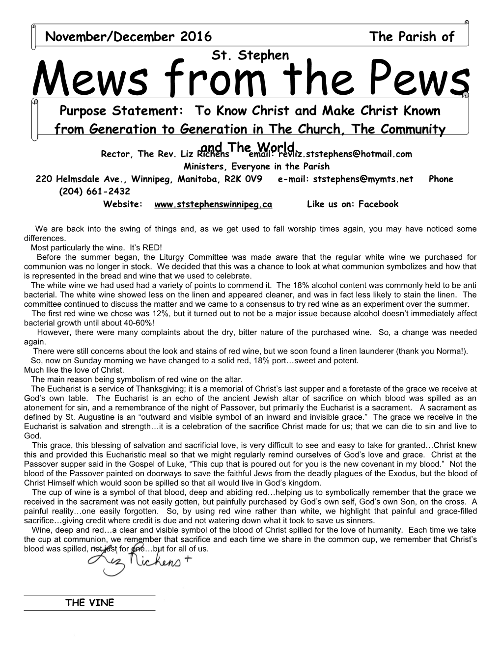 Mews from the Pews