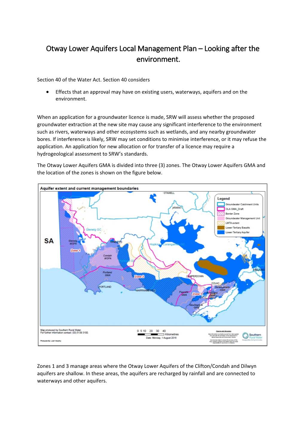 Otway Lower Aquifers Local Management Plan Looking After the Environment