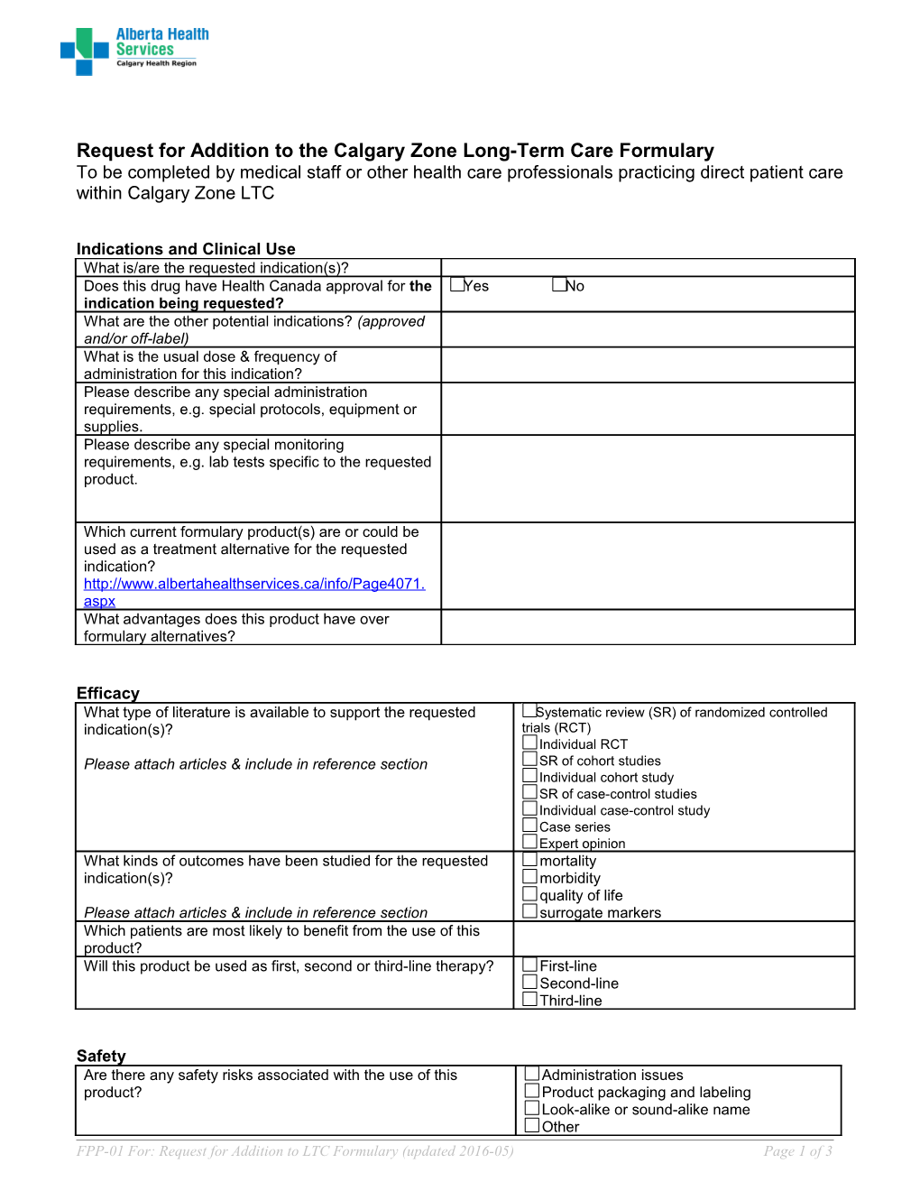 Non-Formulary Drug Use Report