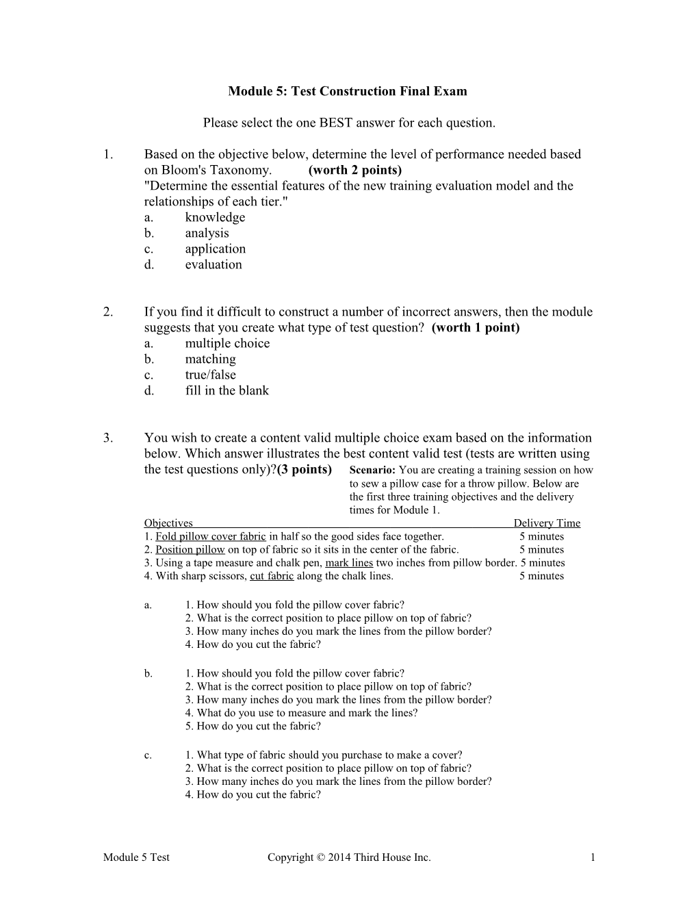 Module 5: Test Construction Final Exam