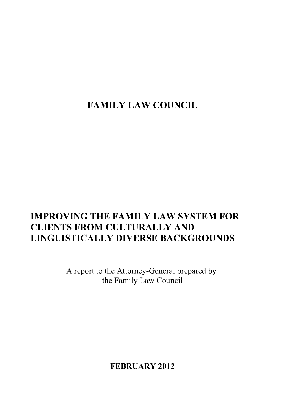 Improving the Family Law System for Clients from Culturally and Linguistically Diverse