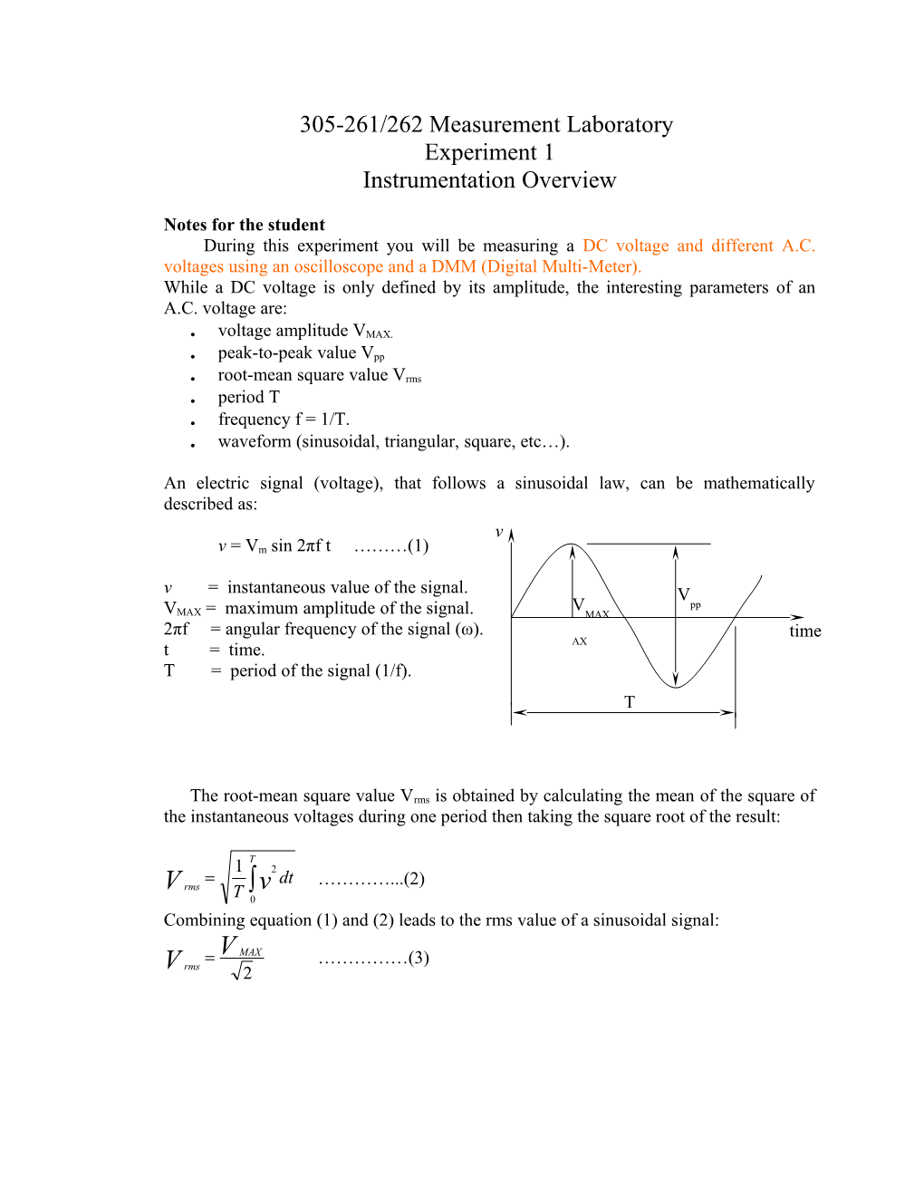 Notes for the Student