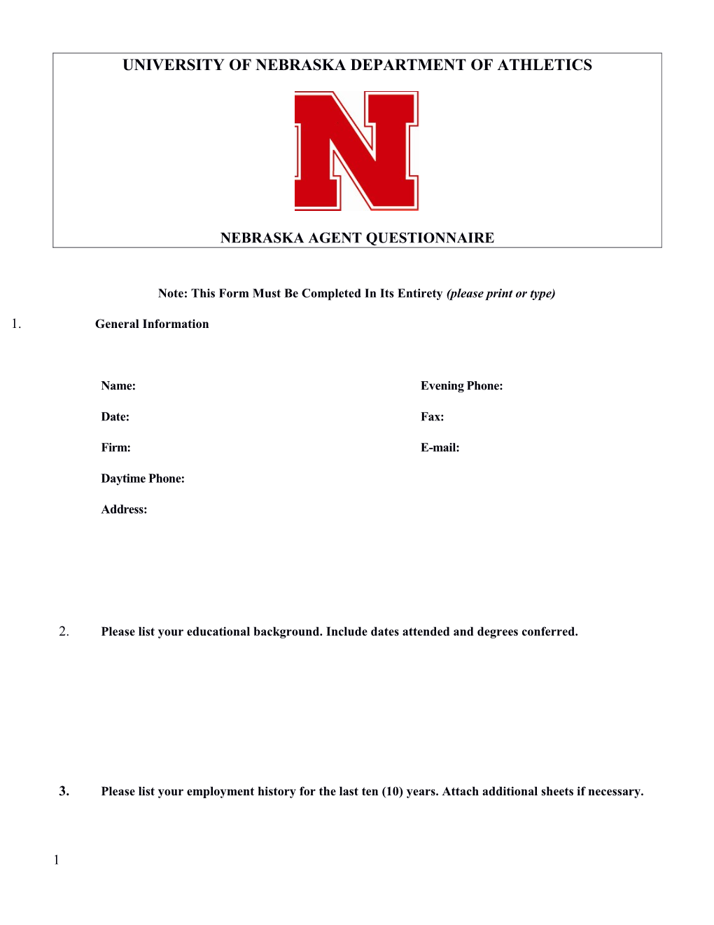 University of Nebraska Department of Athletics