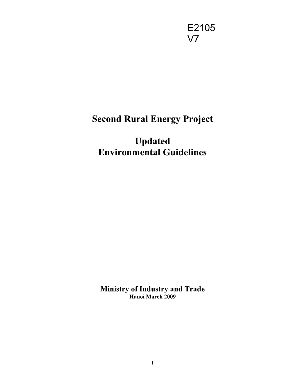 Additional Annex 15: Environmental Guidelines and Framework