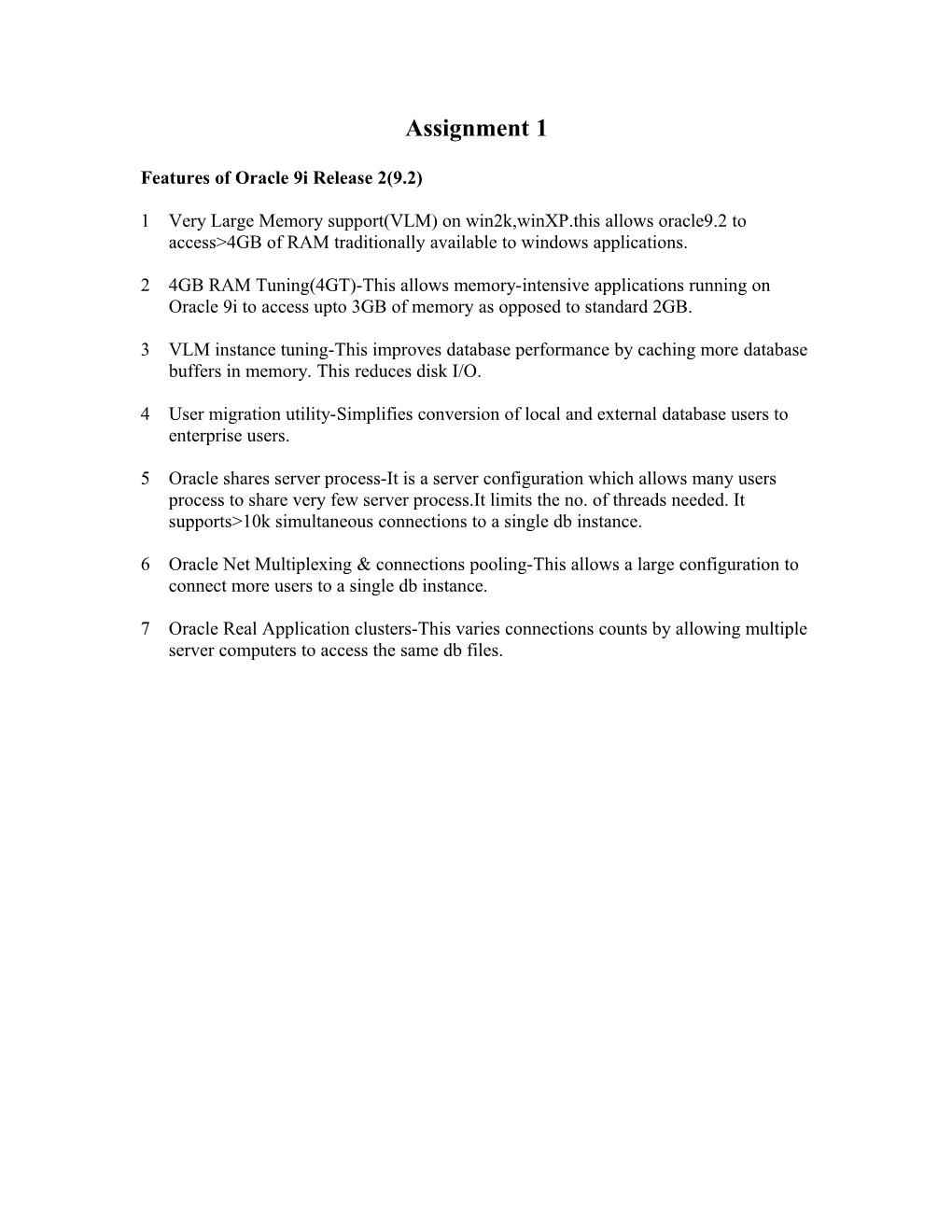 Features of Oracle 9I Release 2(9